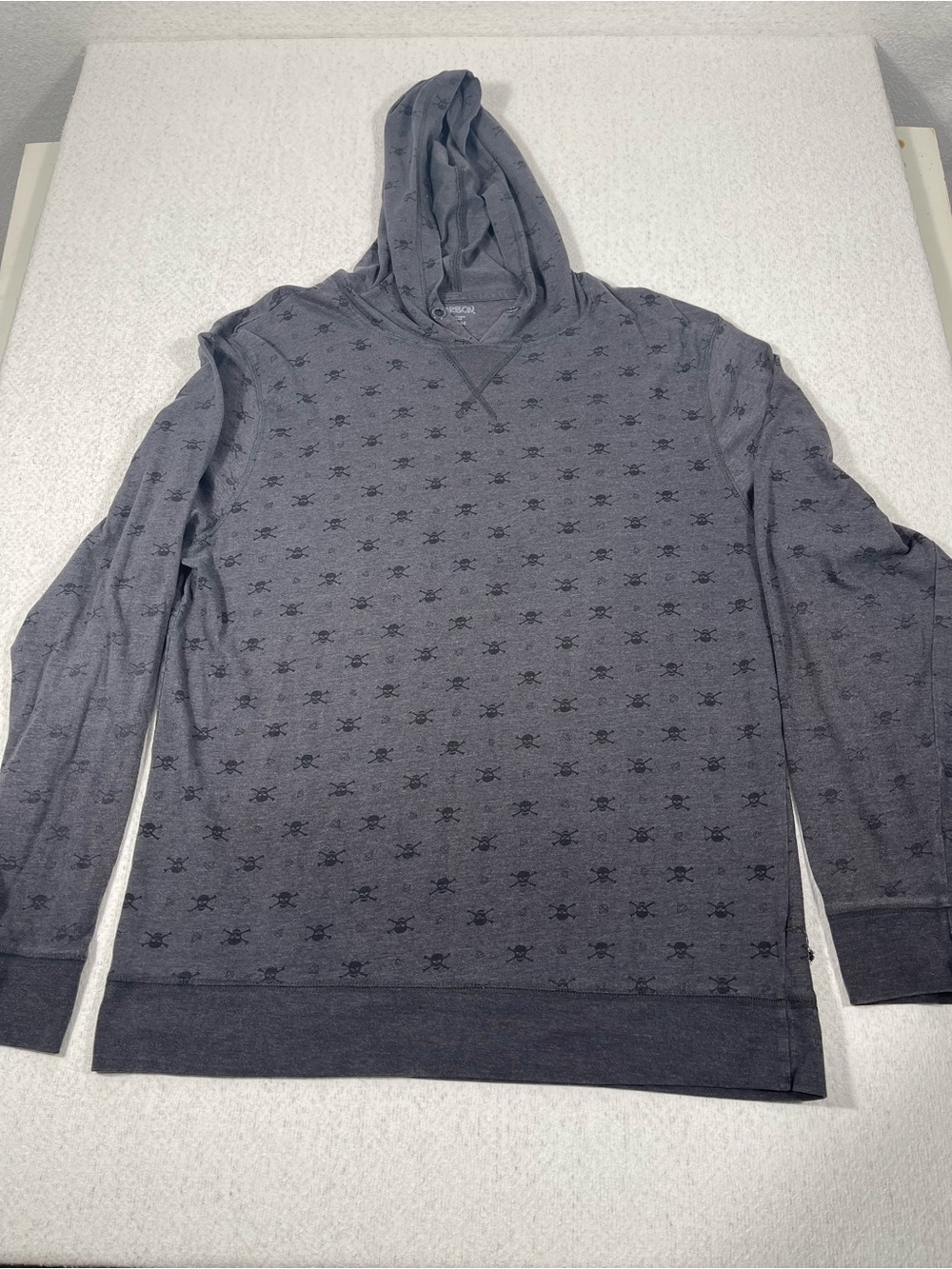 CARBON Hooded Long Sleeve X-Large Skull Print Gray. No Draw String SKU#0385